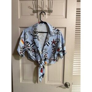 Women’s Sailor Crop Top Nautical Print Size Small Blush Mark